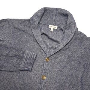 Peter Millar Mens XL Shawl Collar Cardigan‎ Sweater Blue Heathered Knit Pockets